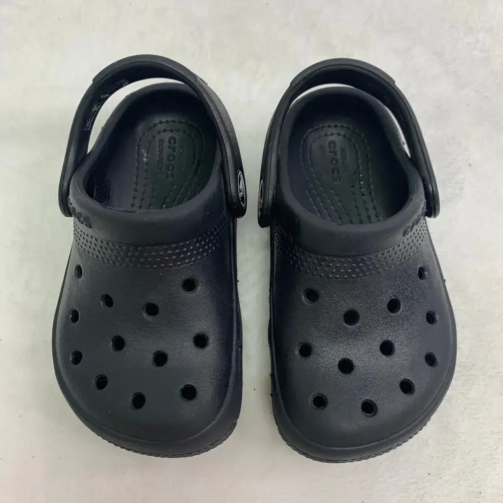 Crocs Childrens Sz 7 Black Clogs Water Rubber Shoes Casual Beach Outdoors